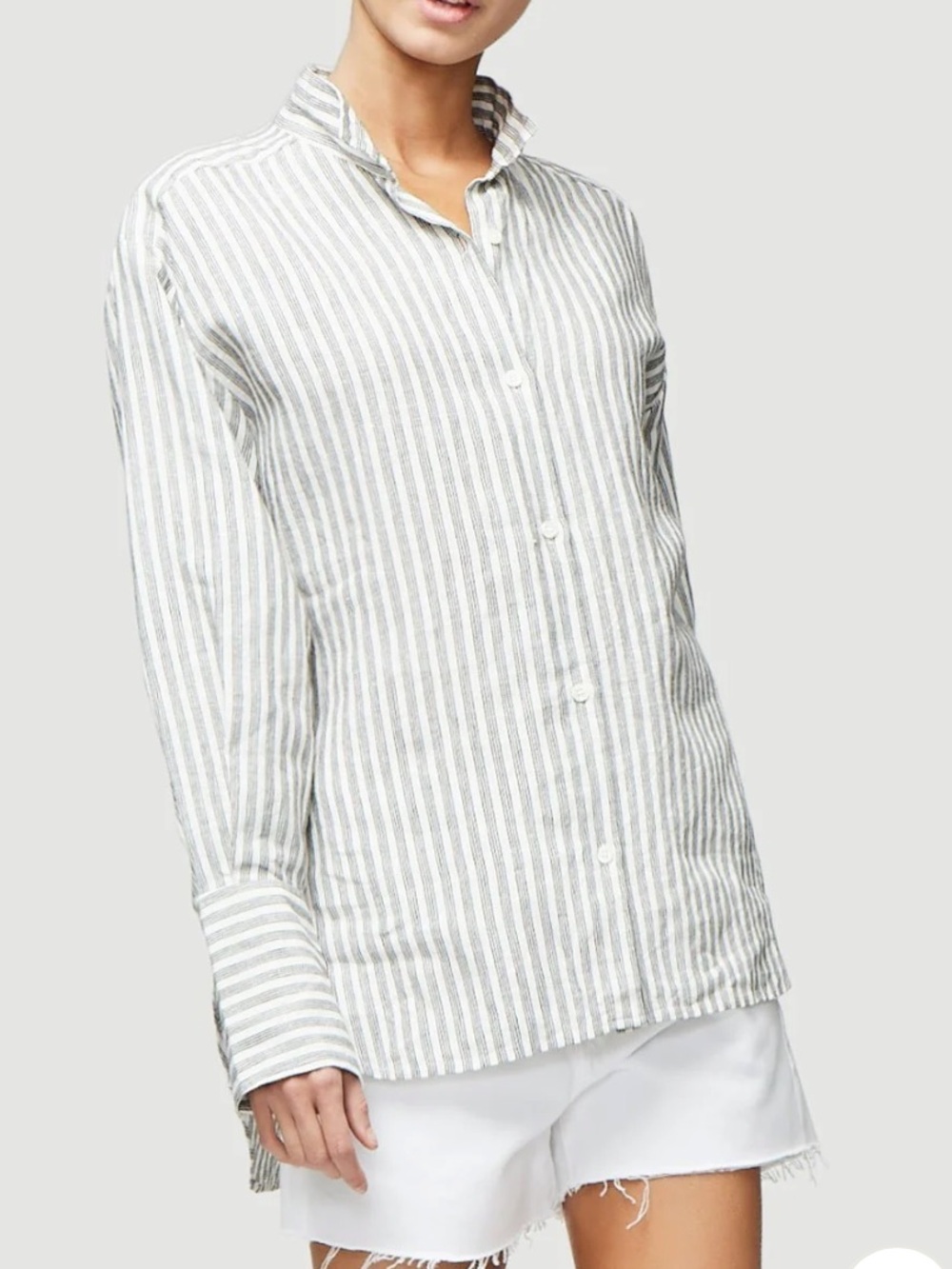 Frame Clean Collared Shirt in Off-White Multi